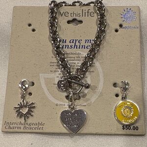 Love This Life Silver and Yellow Charm Bracelet